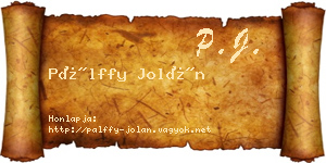 Pálffy Jolán névjegykártya